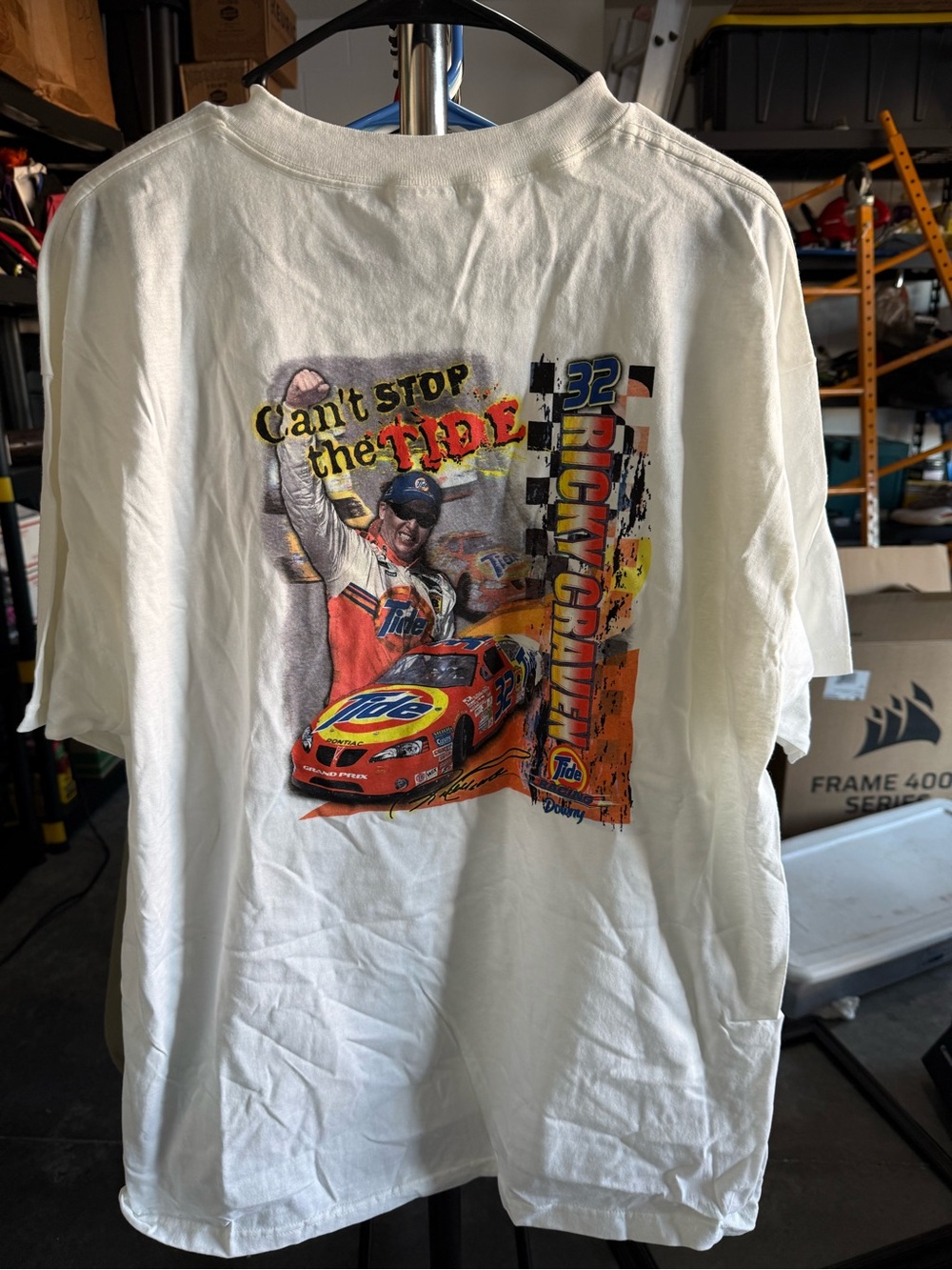 1998 NASCAR Ricky Craven "Can’t Stop The Tide” graphic boxy tee white new